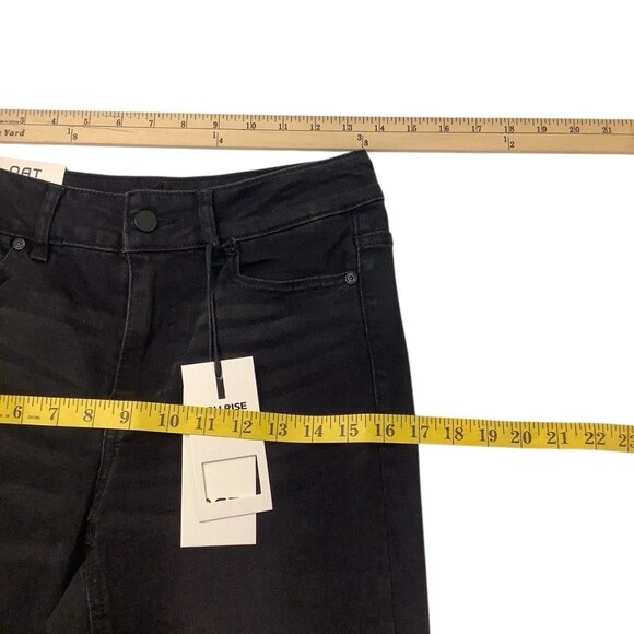 NWT OAT NEW YORK Beaded High Rise Relaxed Straight Black Jeans Size 0/25 - Picture 4 of 11